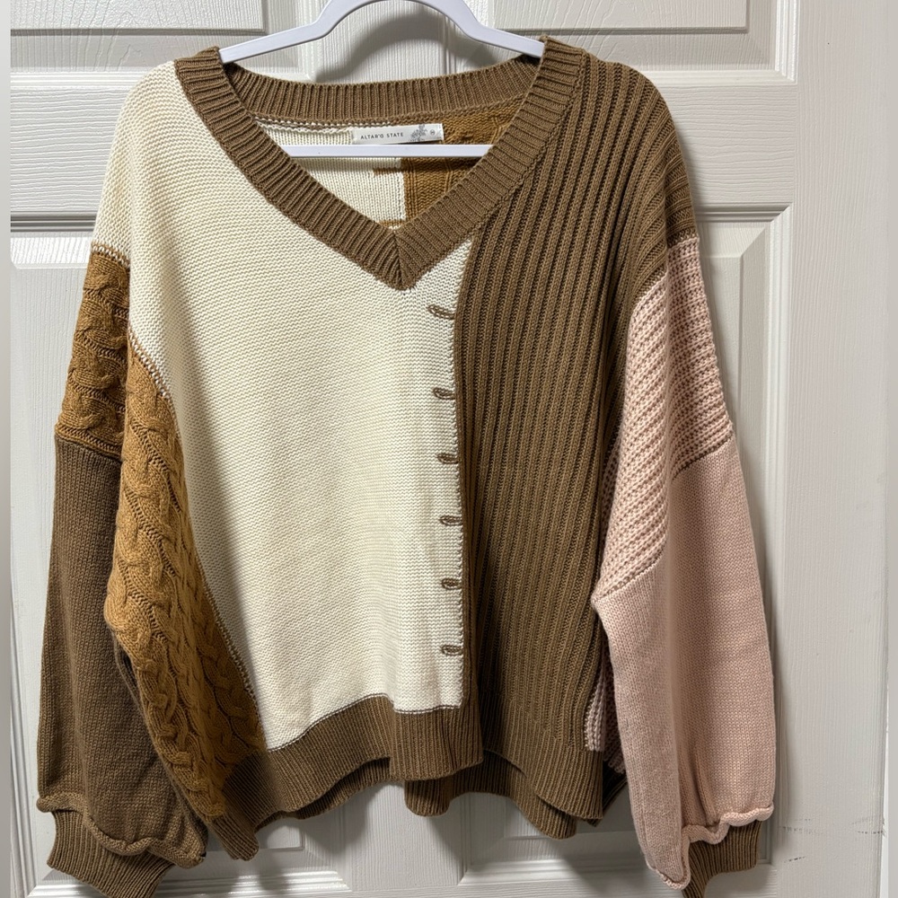 Altar’d State Colorblock V-Neck Sweater